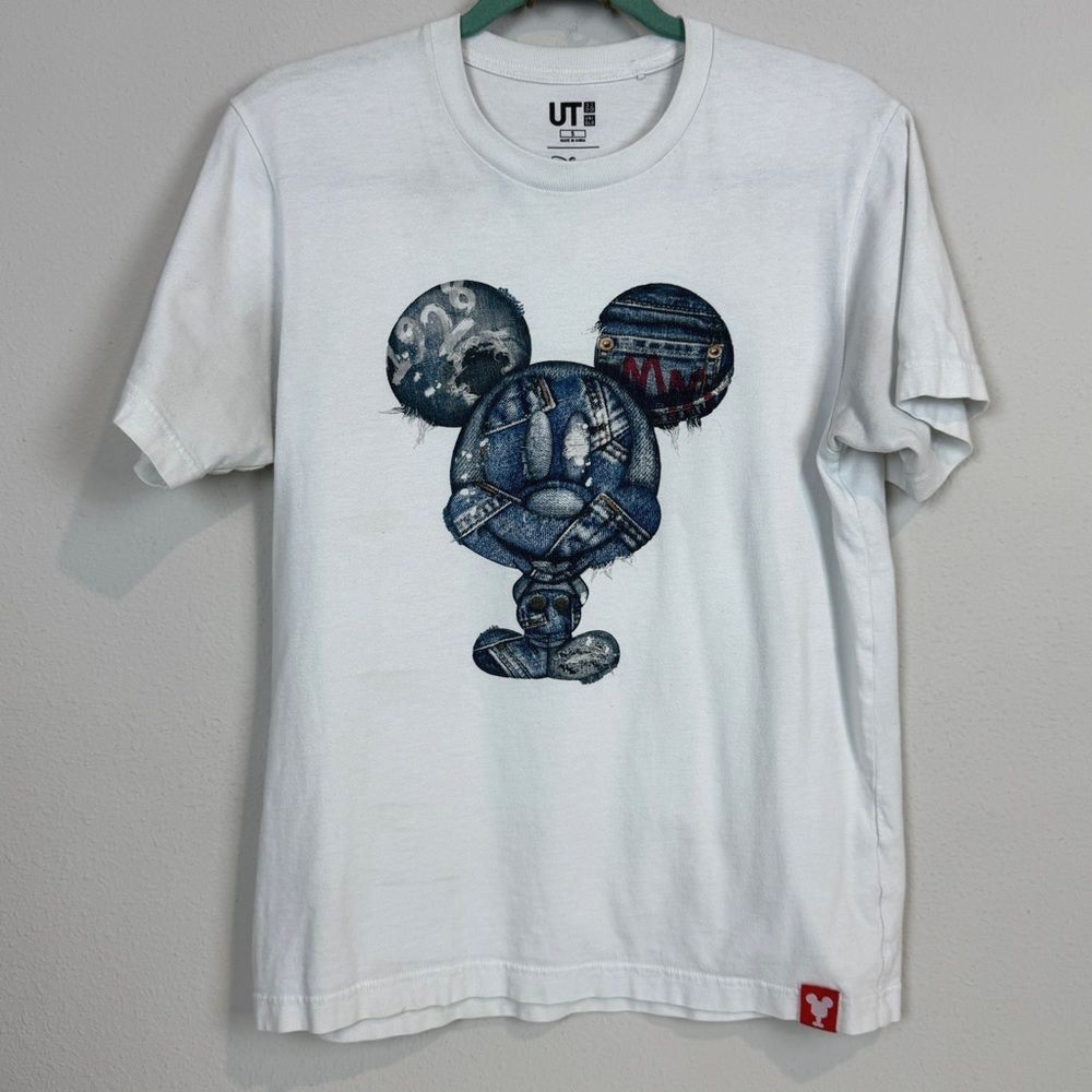 Uniqlo x Disney Denim Mickey Mouse White Short Sleeve T-shirt S
